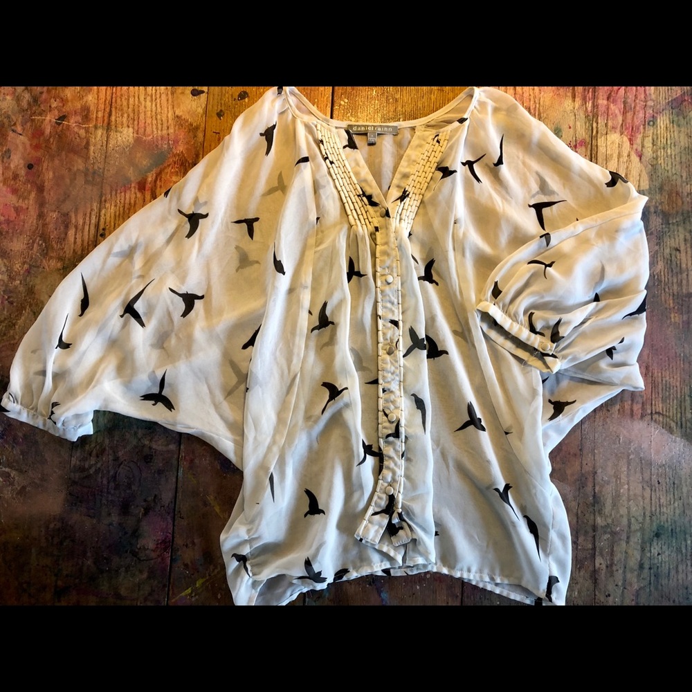 Darling sheer bird print boho top